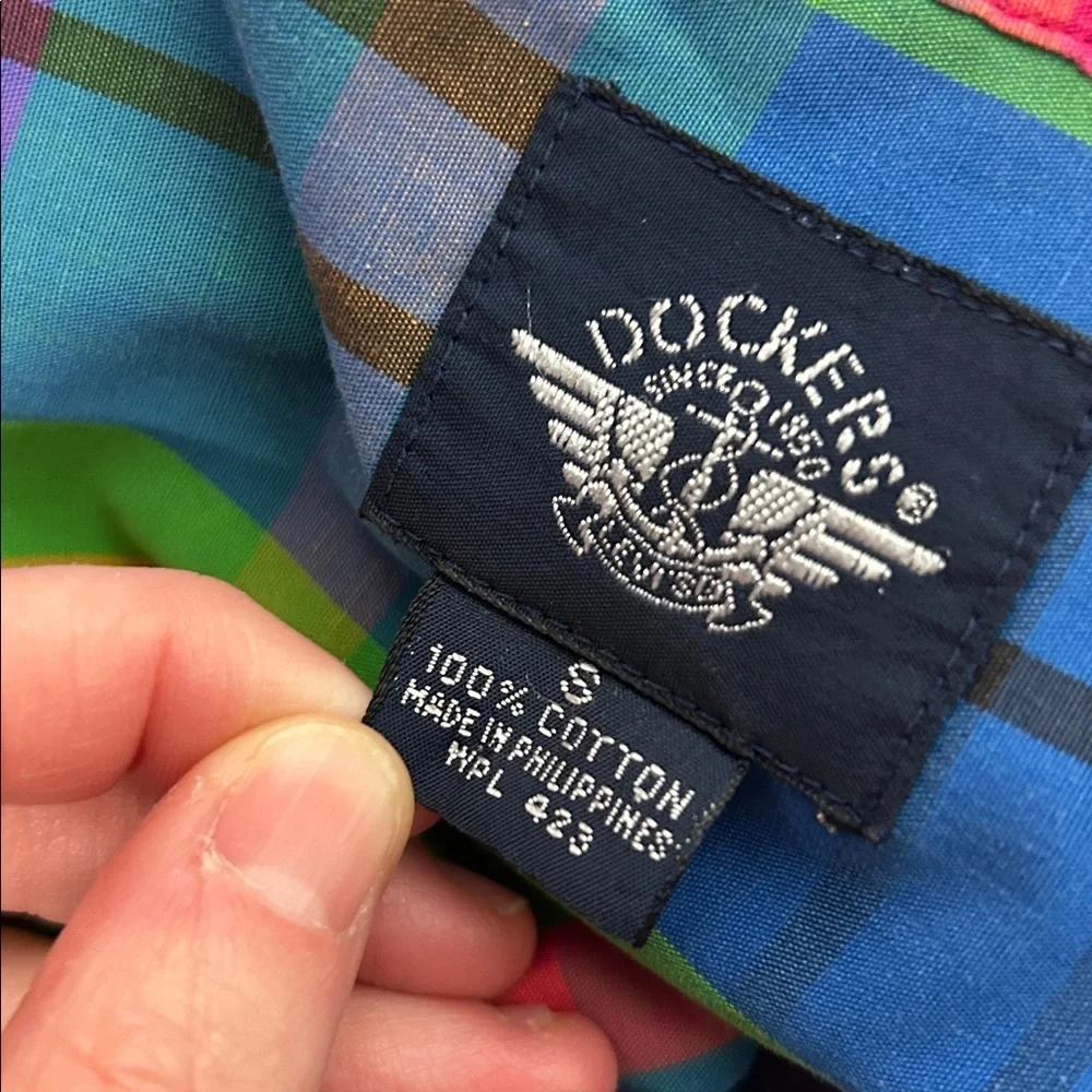 Multicolor vintage dockers women’s shirt 1990s 100% cotton rainbow